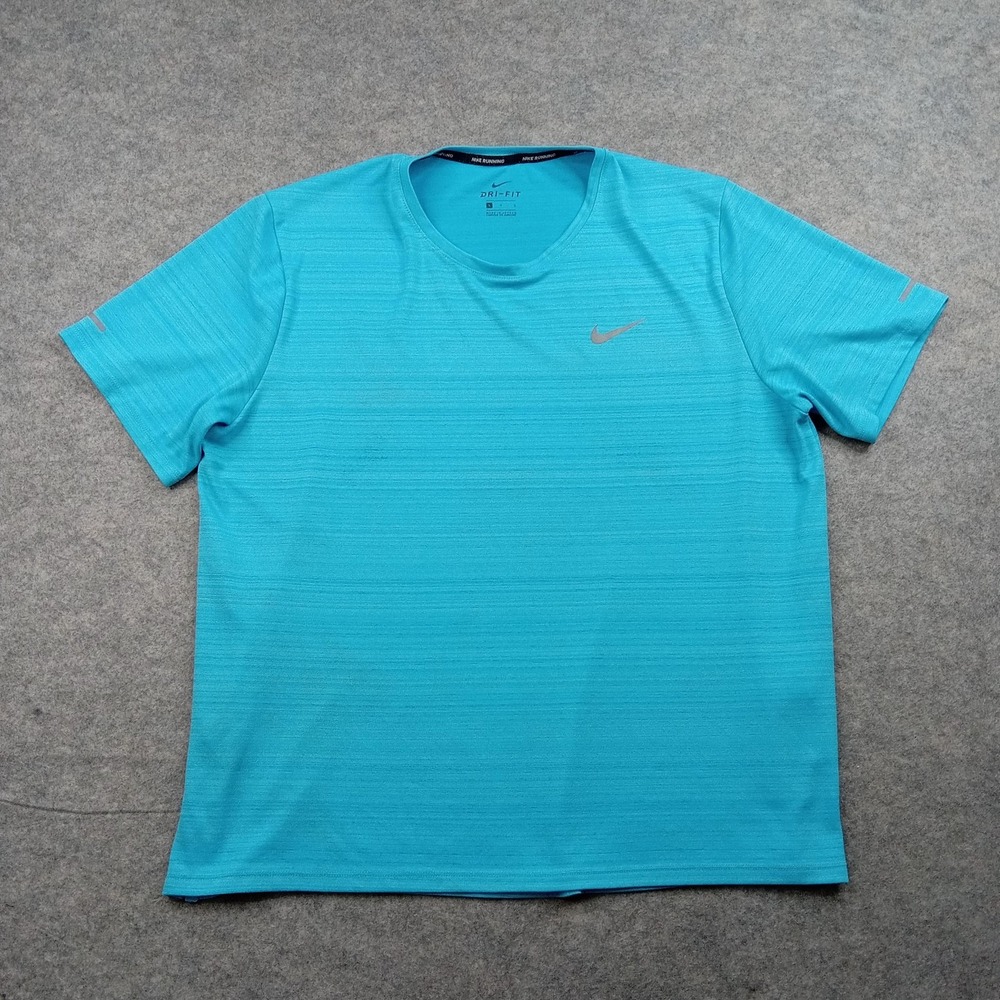 Nike Shirt Mens Large Blue Dri-FIT Running Athletic Training Top Workout Tee
